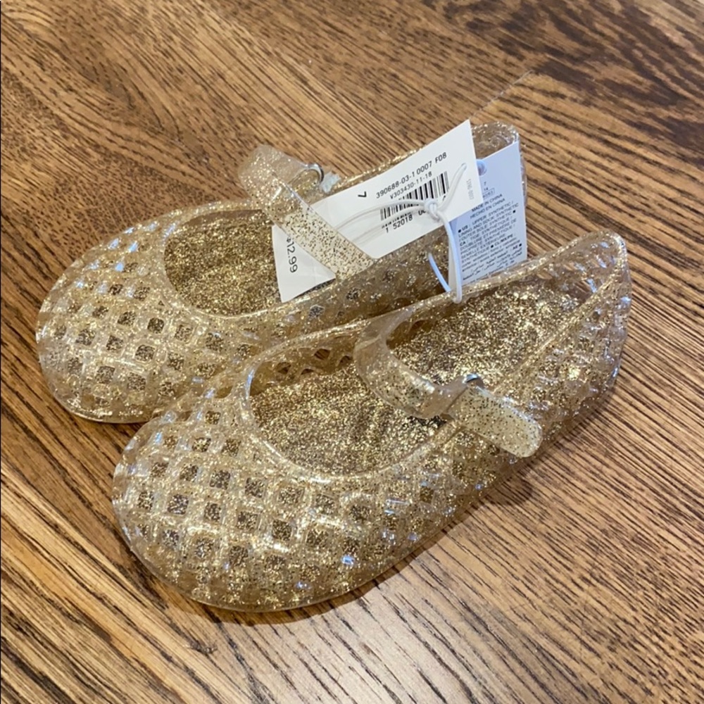 Old Navy Gold Glitter Jellies, Toddler Size 7 NWT